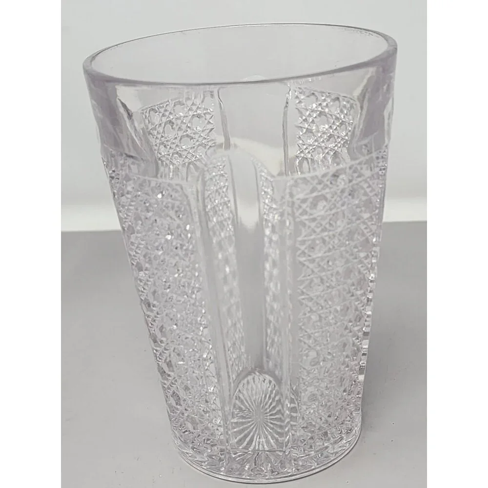 Vintage Miss Matched Cut‎ Glass Tumbler With Intricate Floral Geometric Patterns
